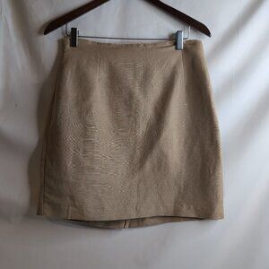 Beechers Brook Petite Women's Tan Linen High Waisted Skirt, Medium (US 30)